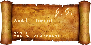 Jankó Ingrid névjegykártya